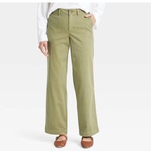 Women's Mid-Rise Straight Leg Relaxed Chino Pants Universal Thread Olive Green 2